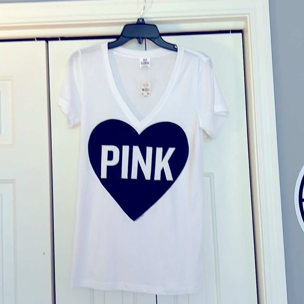 Women’s/Juniors PINK Victoria Secret Tee Shirt with design on the front.